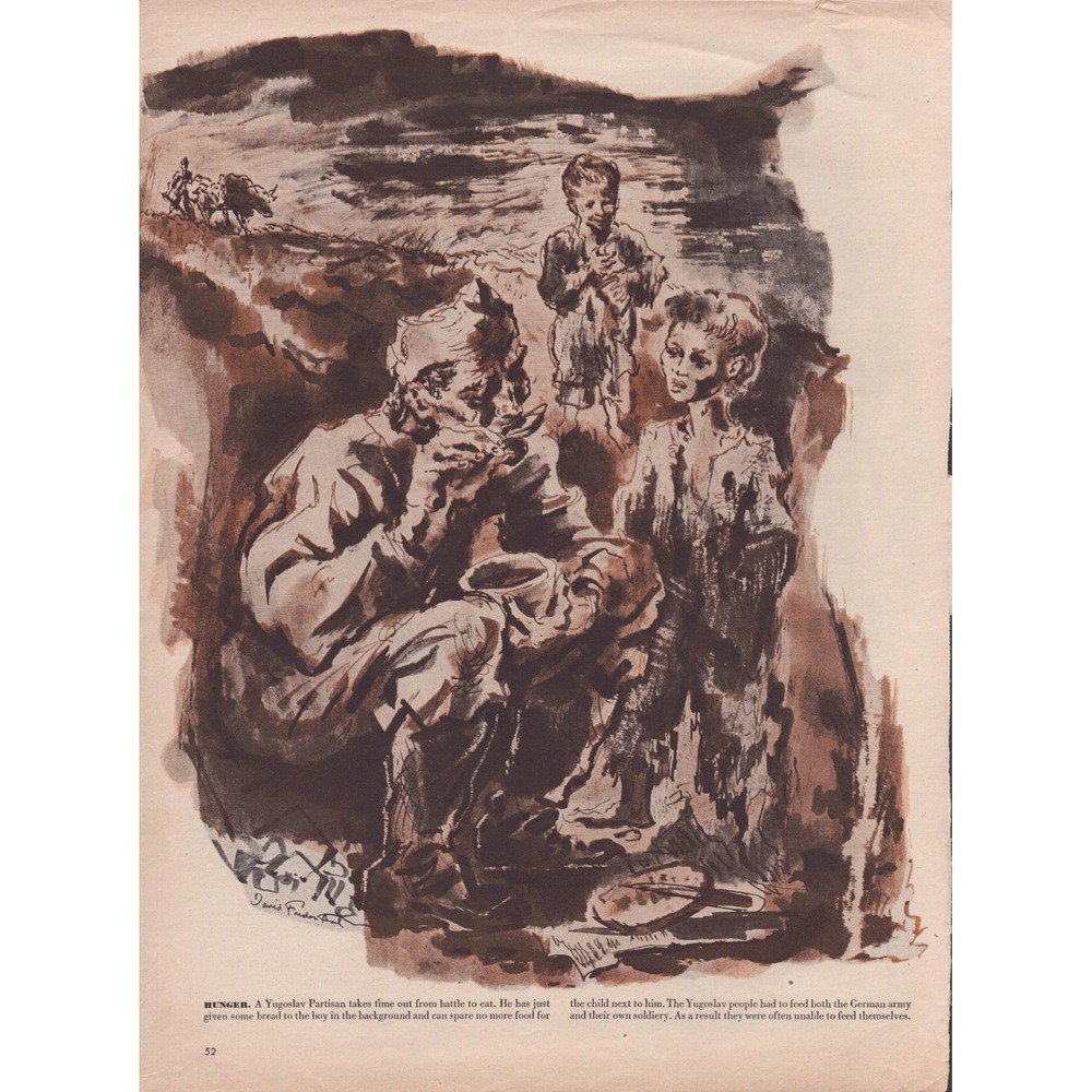 Vintage David Fredenthal War Art Yugoslavia Liberation Magazine Article 1940s - Picture 2 of 8